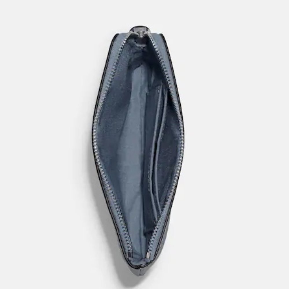 Coach Corner Zip Wristlet Silver / Blue Leather NWT - Picture 9 of 9